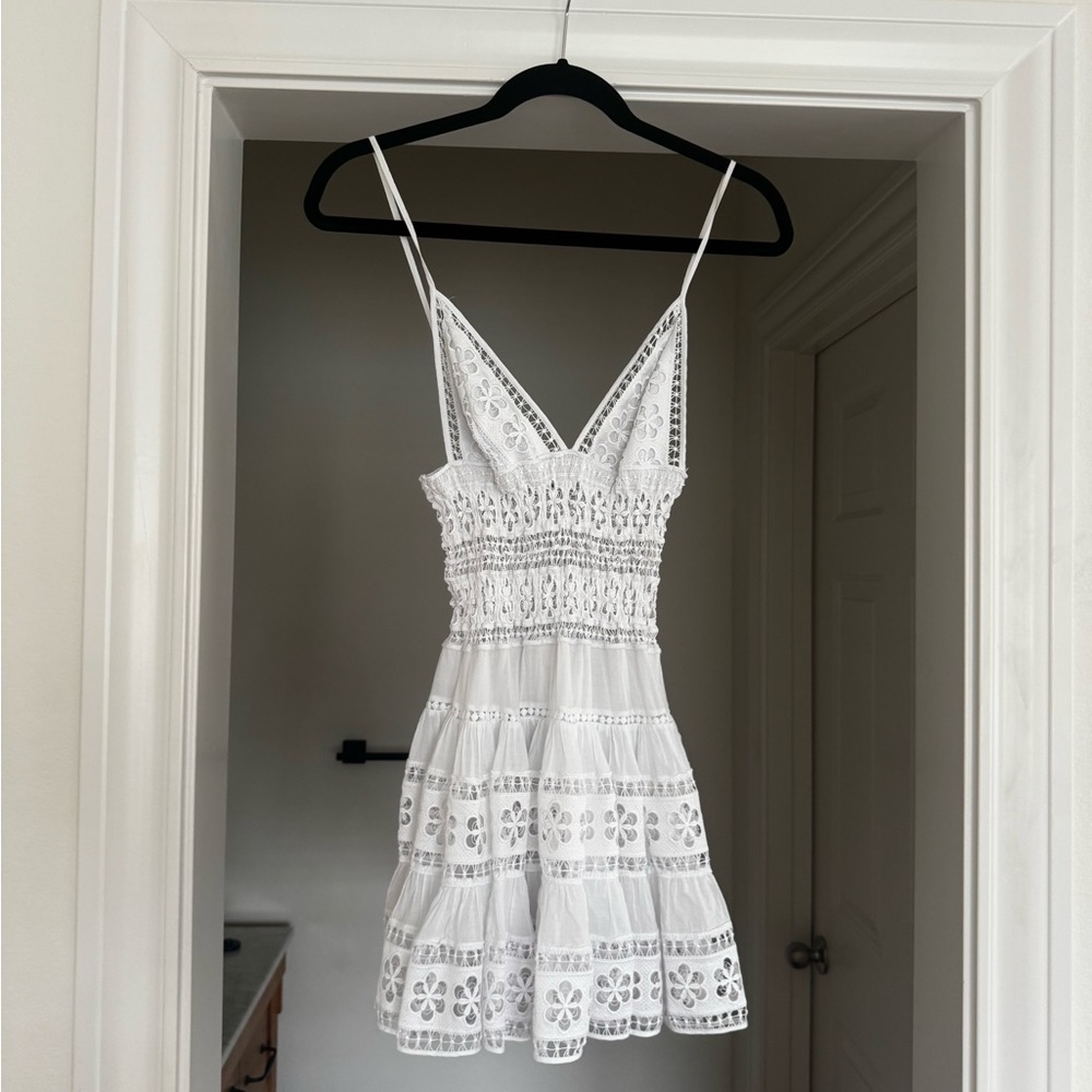 Charo Ruiz White Crochet Mini Dress
